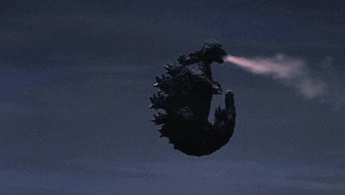 Godzilla using atomic breath to fly