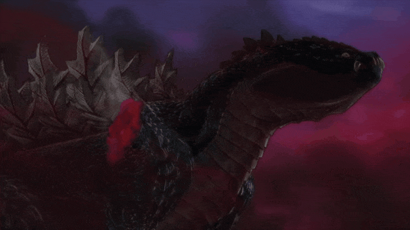 Godzilla Terrestris charges dorsal plates and forms atomic ring