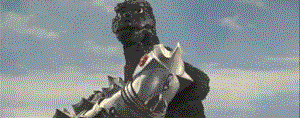 Godzilla twists Mechagodzilla's head around before tearing it clean off